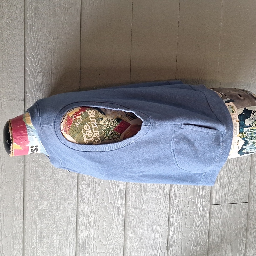 Vintage Hanes Her Way sleeveless cropped sweatshirt vest cardigan blue size XL - Picture 3 of 7